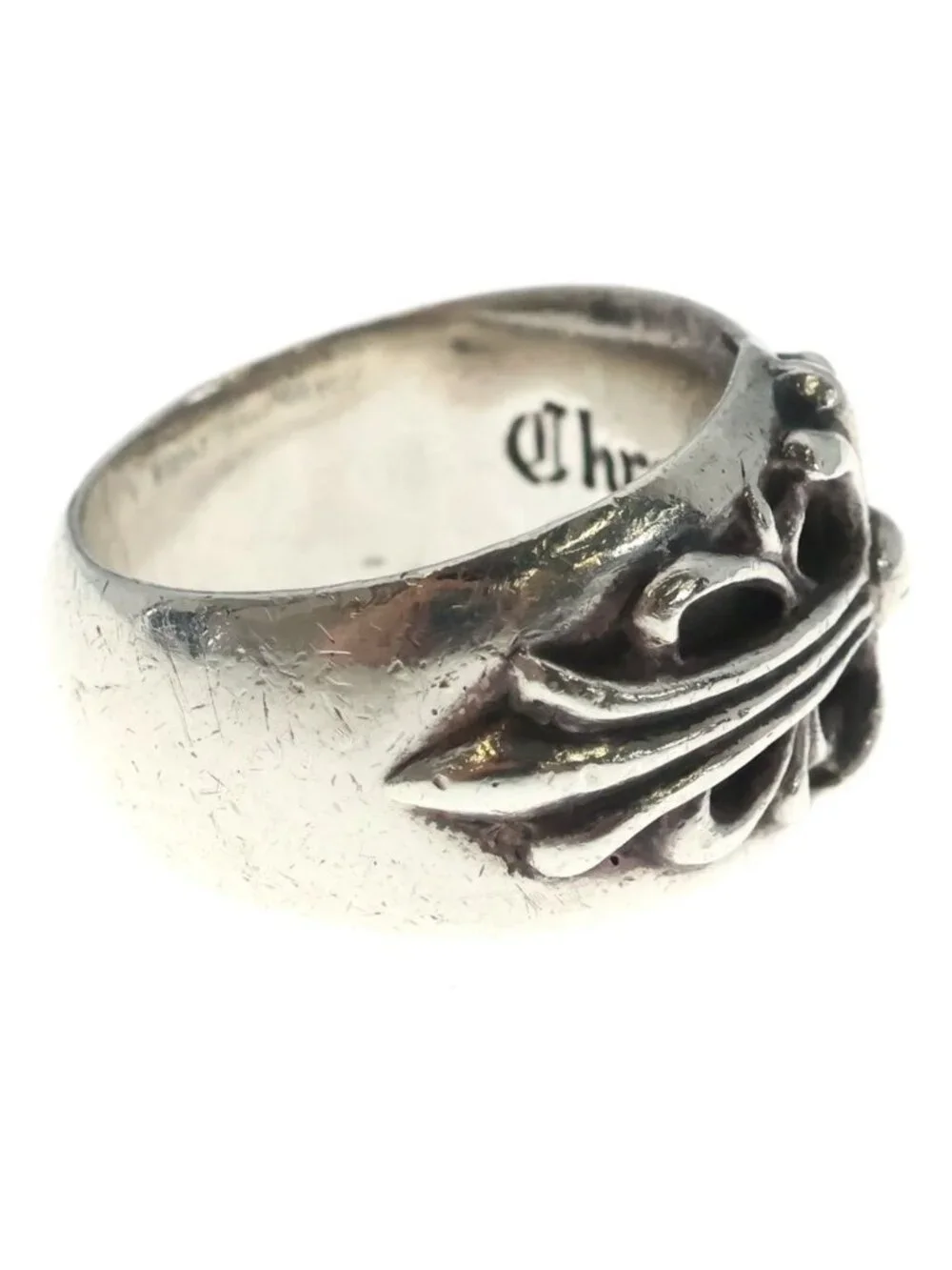 Chrome Hearts Flrl Floral Cross Ring Silver